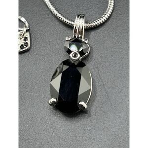 Swarovski Black Crystal Cat/Bear Pendant Necklace